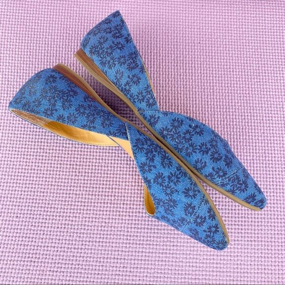 Tommy Hilfiger Naria 3 Floral Denim D’Orsay Ballet Flats Blue 6 - Picture 4 of 11
